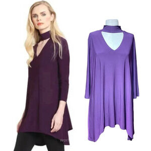 Clara Sunwoo Choker Tunic Top‎ Eggplant Purple Size Medium